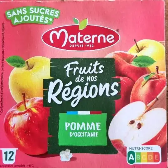 Materne Coupelles pomme d'Occitanie sans sucres ajoutés