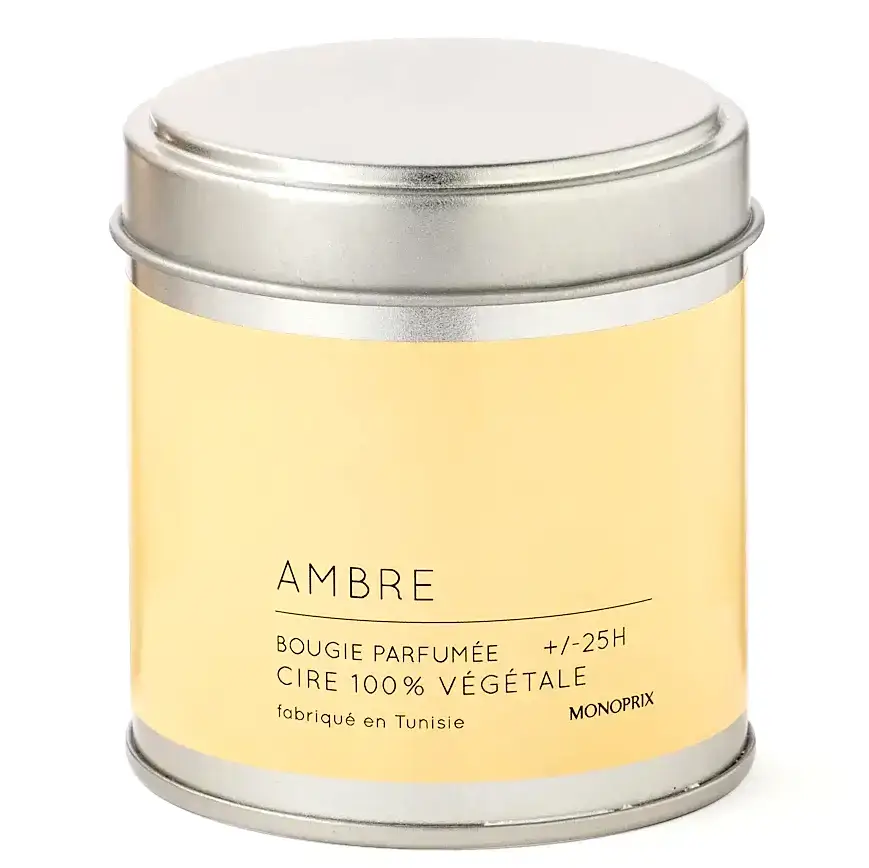 Bougie Parfumée Ambre Cire 100% végétale