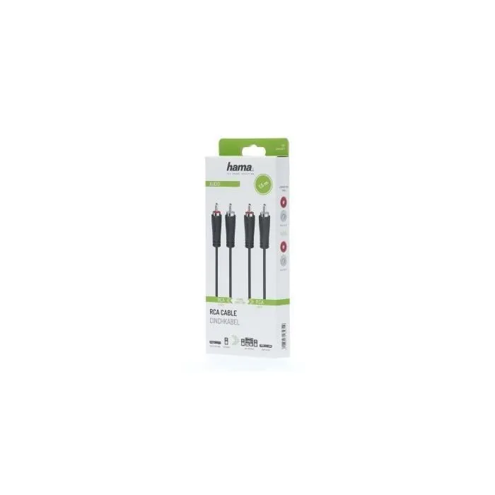 Câble audio, 2 fiches RCA mâles - 2 fiches RCA mâles, 1,5 m