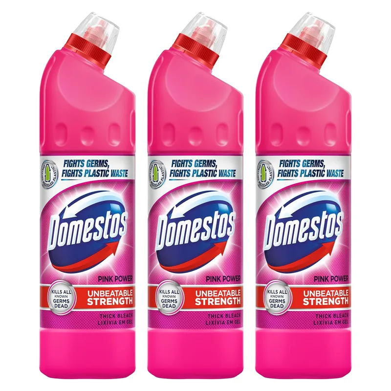 Domestos Thick Bleach Pink Power Disinfectant Multi-Purpose Cleaner Gel 3x750ml