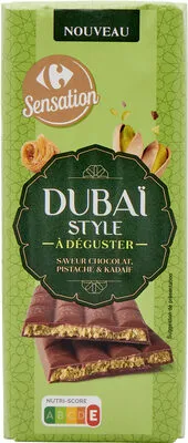 Tablette de Chocolat Pistache Kadaïf Dubaï Style CARREFOUR SENSATION