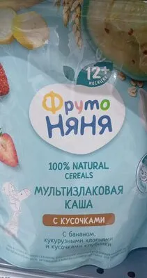 ФрутоНяня Каша молочная Мультизлаковая Банан-кукурузные хлопья-клубника (FrutoNyanya Multigrain Milk Porridge with Banana, Corn Flakes, and Strawberry)