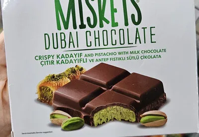 Miskets Dubai Chocolate Milk Chocolate Bar with Pistachio & Crunchy Kadayif Filling