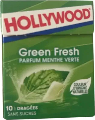 Hollywood Green Fresh Chewing Gum Sans Sucres Menthe Verte 14g